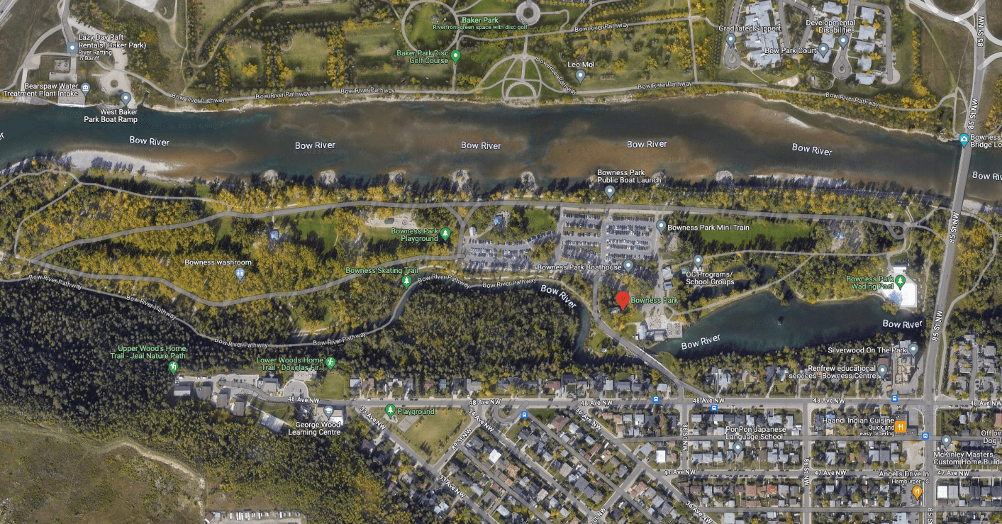Bowness park satellite image.