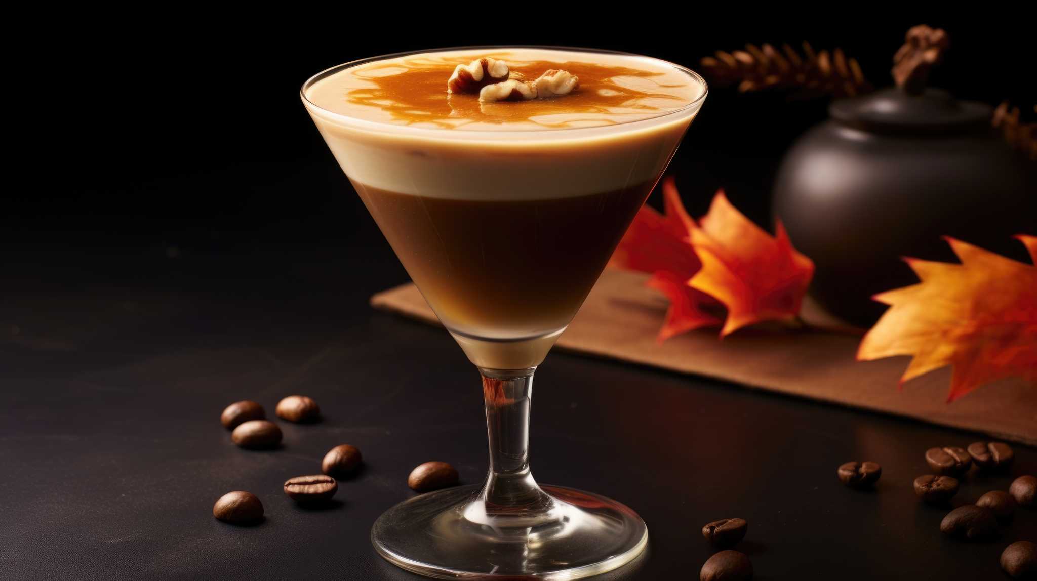 A photo of a Pumpkin Spice Latte Martini. Vodka bottles under 1L receive a 10 cent return.