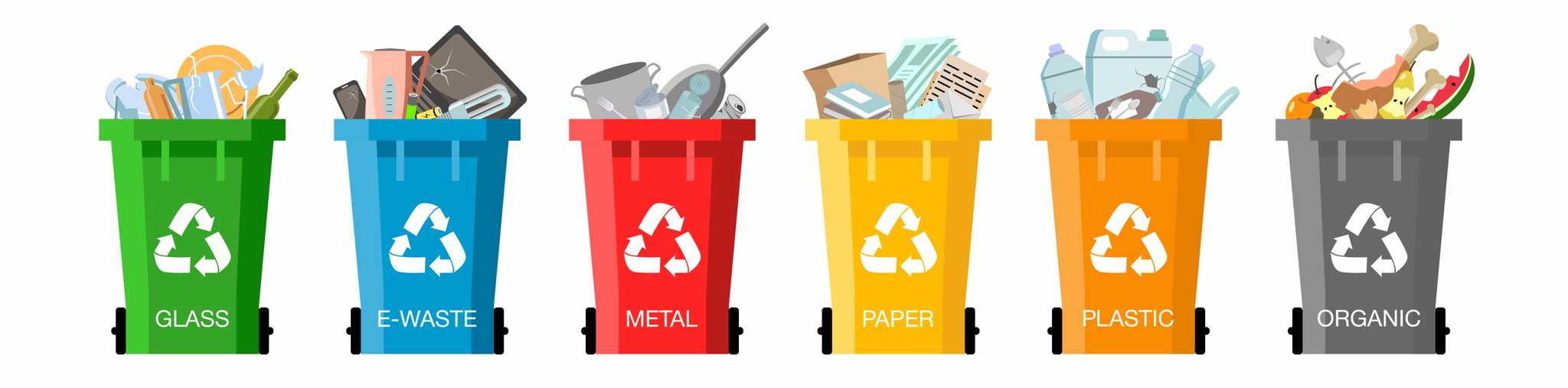 Illustration depicting how businesses can organize their commercial recycling.