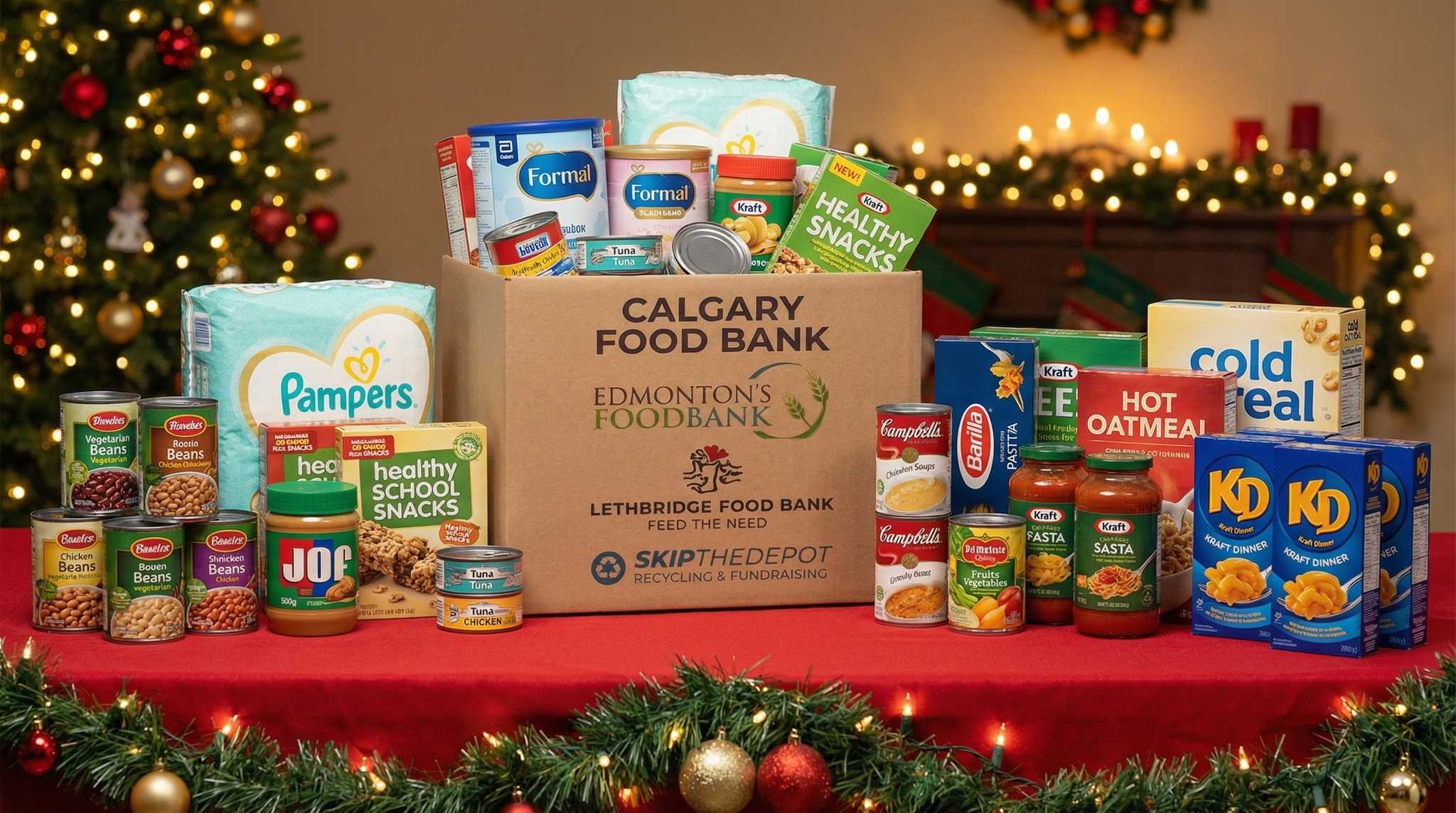 Holiday Food Drive Donation Box with Essential Items